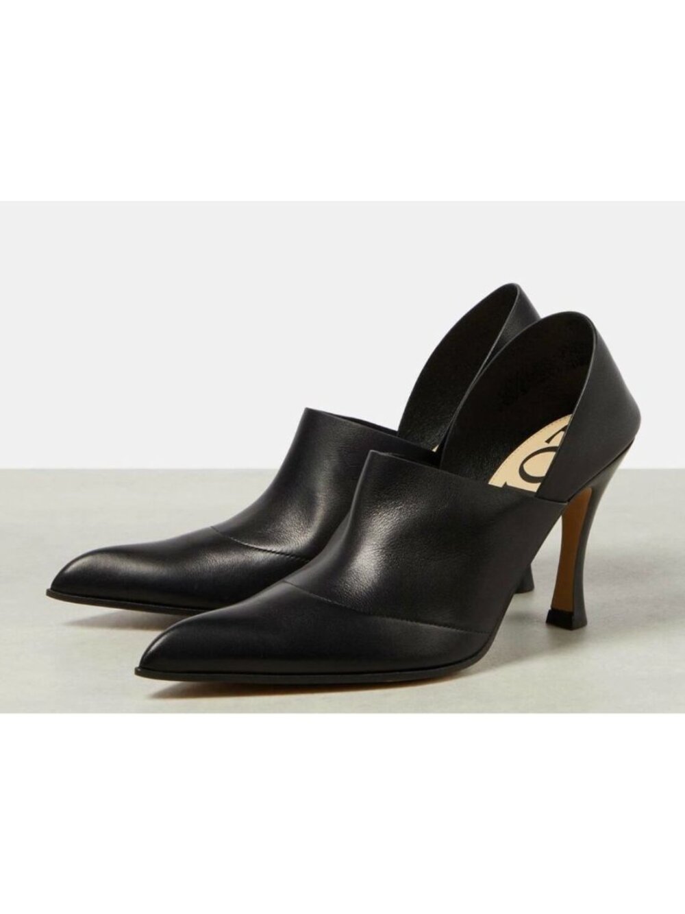 LOEWE Comic Folded Foldover Leather Pumps 90mm Black Calfskin Size 37